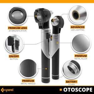Cynamed Duplex Otoscope Set - Multi-Function Ear Scope for Ear & Eye Examination