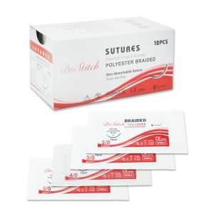 Dr.Stitch Sterile Non-Absorbable Sutures - Polyester Braided - 12PK