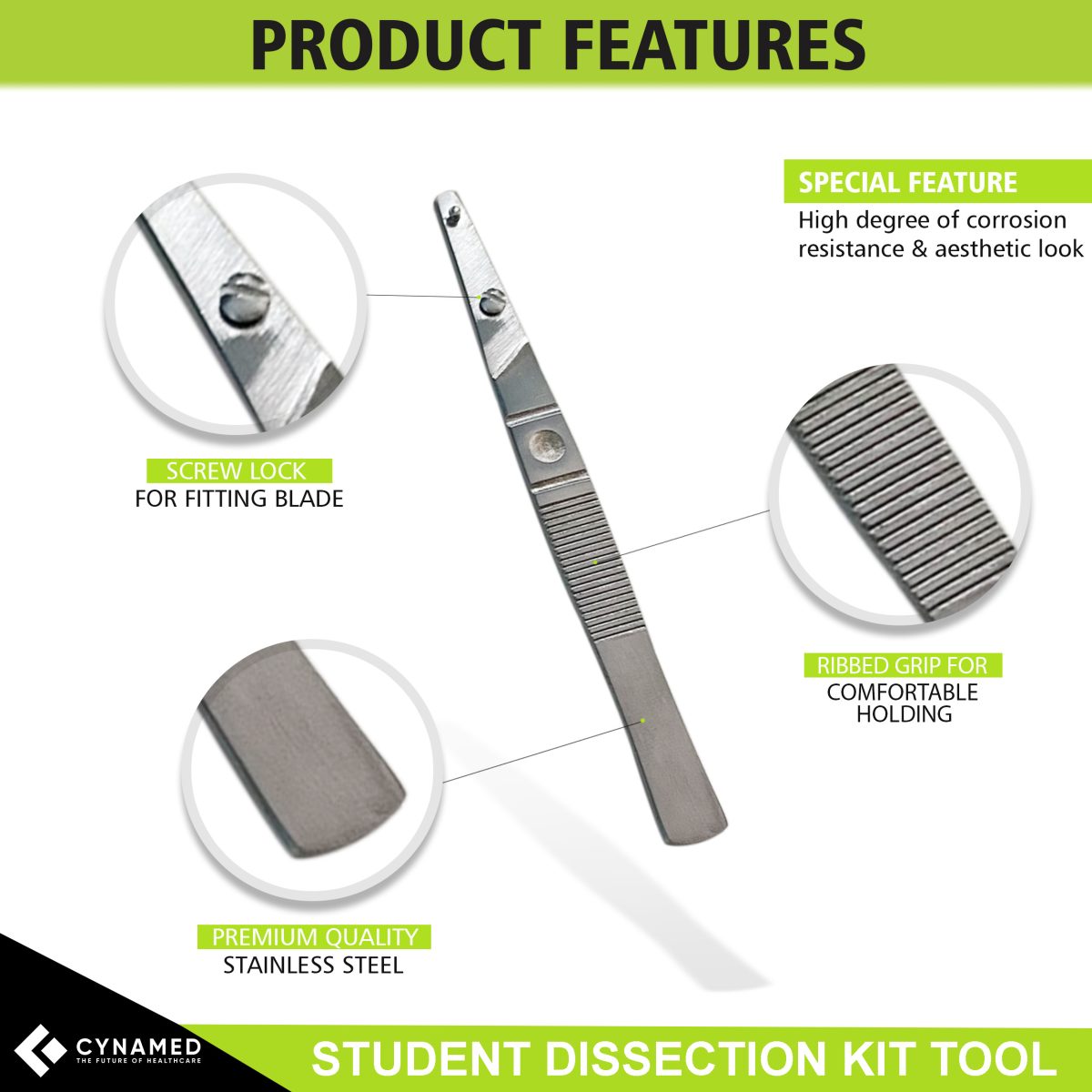 Cynamed 7-Pc Elementary Dissecting Kit with Screw-Lock Scalpel - Image 3