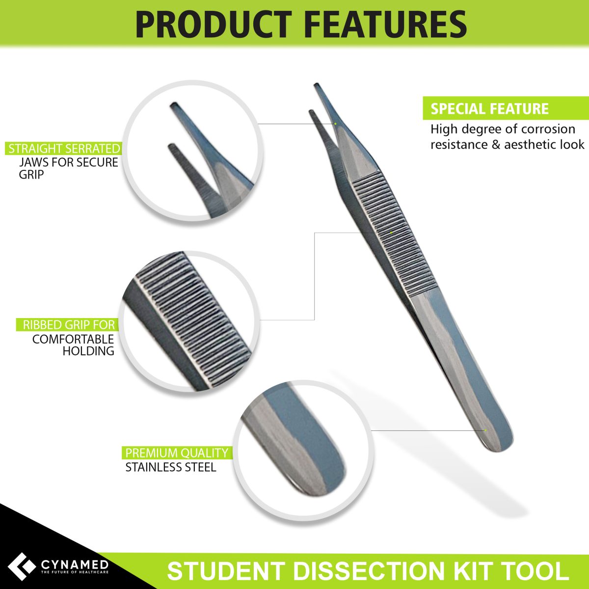 Cynamed Basic Dissecting Kit with Standard Scalpel - Blue Vinyl Case (7 Pieces)