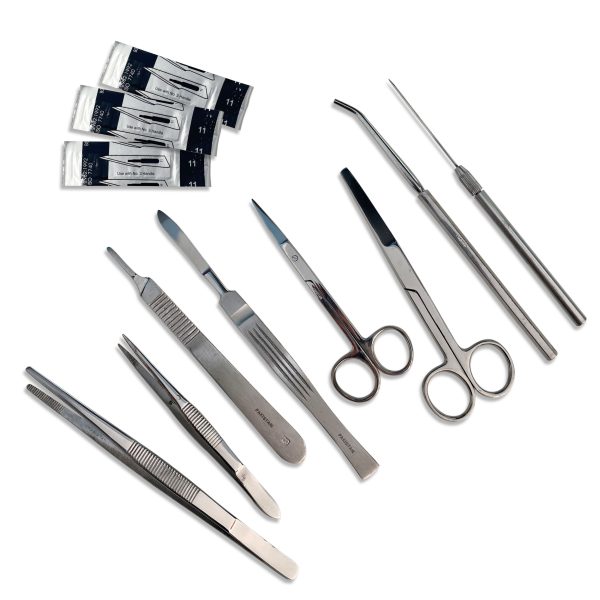 Cynamed Instructor's Dissecting Kit - All Stainless Steel Instruments with Scalpel Handle and Blade (9 Pieces)